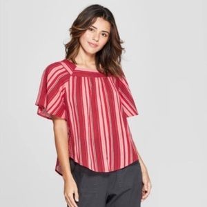 Universal Thread striped boho top red size small